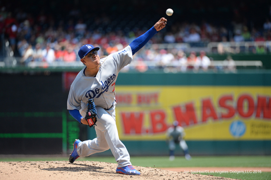Los Angeles Dodgers Julio Urias during game against the Washington Nationals Thursday, July 21, 2016 at Nationals Park in Washington,DC. Photo by Jon SooHoo/©Los Angeles Dodgers,LLC 2016