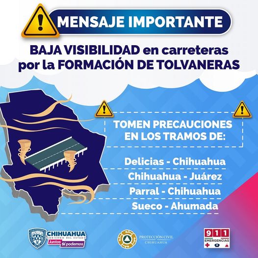 Continuarán fuertes ráfagas de viento en el estado; Protección Civil alerta por presencia de tolvaneras