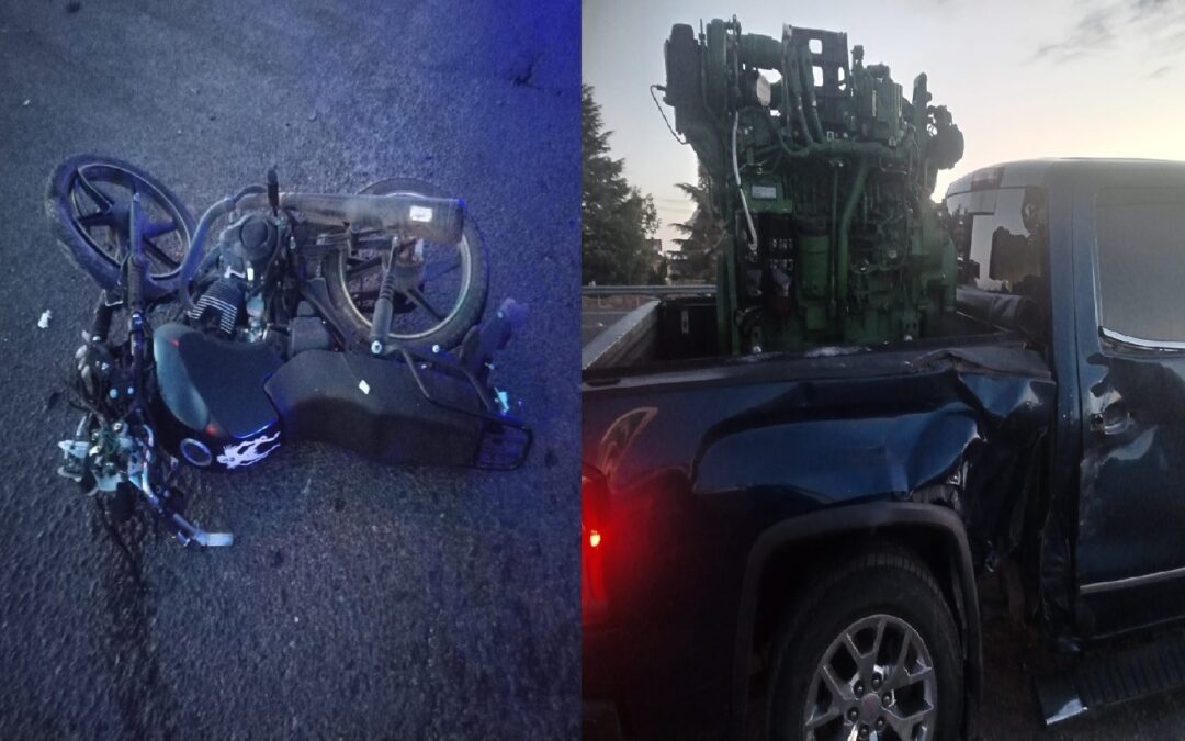 CON LESIONES DE CONSIDERACIÓN AL IMPACTAR SU MOTO CONTRA PICK UP